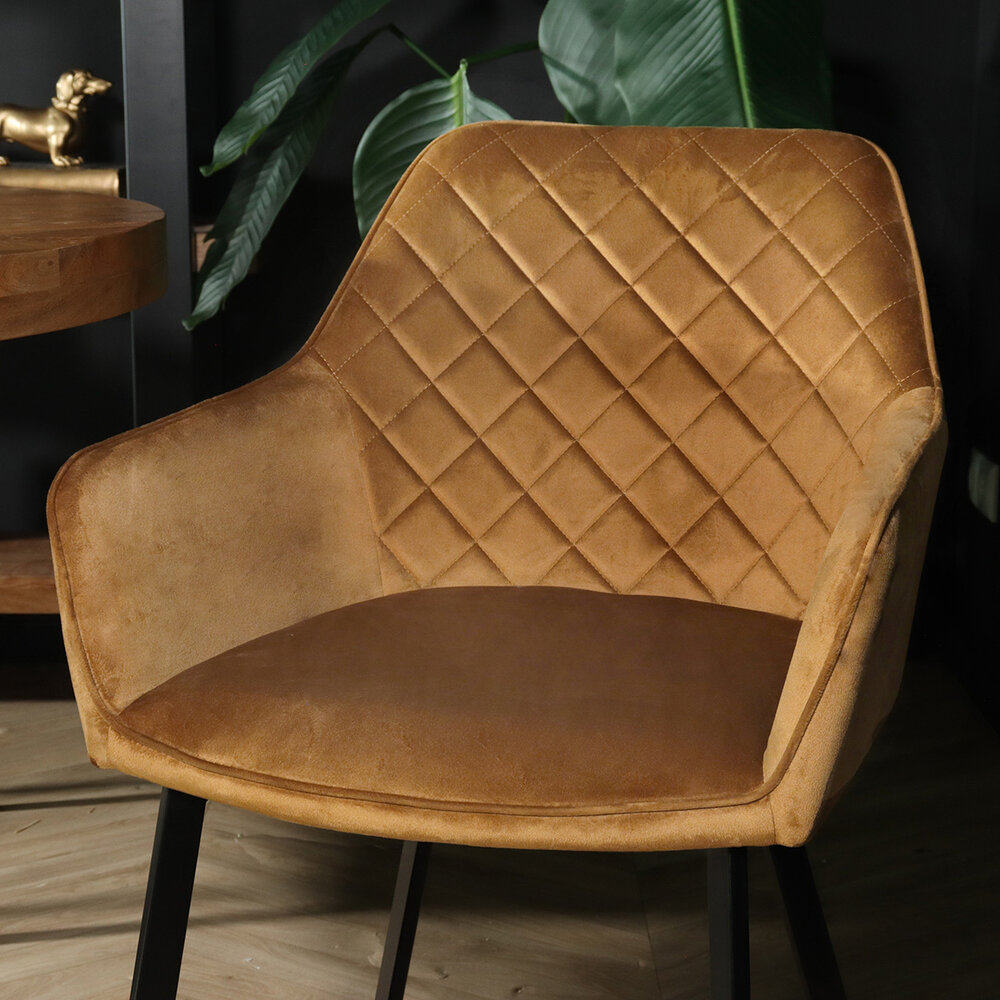 Chaise de salle à manger Yurgan velours marron avec accoudoirs Chaise de salle à manger Yurgan velours marron avec accoudoirs