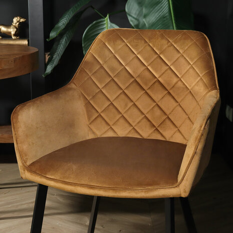 Lizzely Garden & Living Chaise de salle à manger Yurgan velours marron avec accoudoirs Lizzely Garden & Living Chaise de salle à manger Yurgan velours marron avec accoudoirs