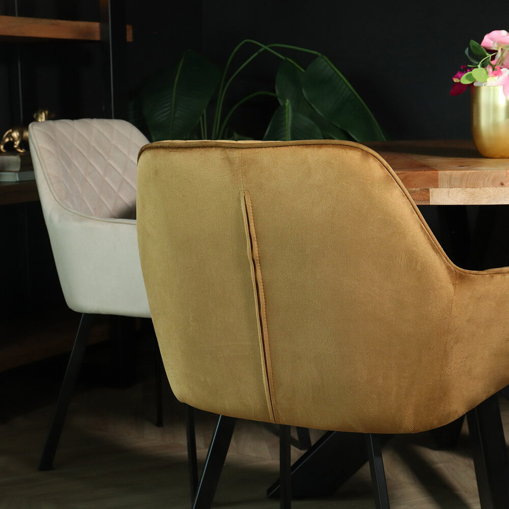 Chaise de salle à manger Yurgan velours marron avec accoudoirs Chaise de salle à manger Yurgan velours marron avec accoudoirs