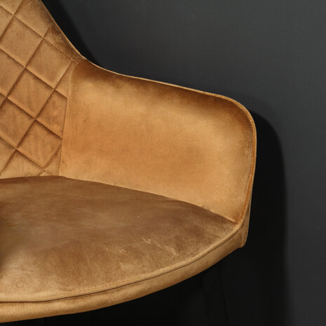 Lizzely Garden & Living Chaise de salle à manger Yurgan velours marron avec accoudoirs Lizzely Garden & Living Chaise de salle à manger Yurgan velours marron avec accoudoirs