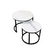 Lizzely Garden & Living Table basse ronde 2 pièces aspect marbre Lotte blanc table d'appoint en pierre