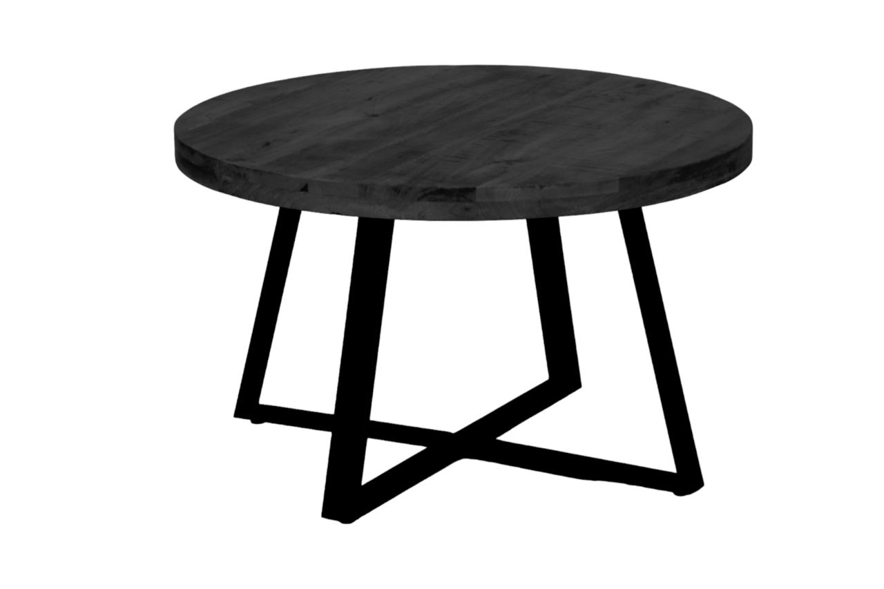 Table basse ronde en bois de manguier Teun noir table d'appoint industrielle Table basse ronde en bois de manguier Teun noir table d'appoint industrielle