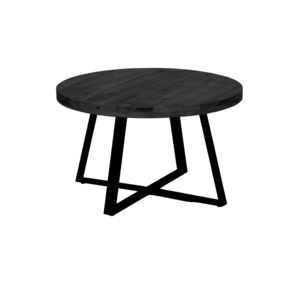 Lizzely Garden & Living Table basse ronde en bois de manguier Teun noir table d'appoint industrielle