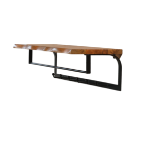 Lizzely Garden & Living Porte-manteau Dexter étagère murale 100cm avec 6 crochets porte-manteau mural marron décoration murale en bois de manguier