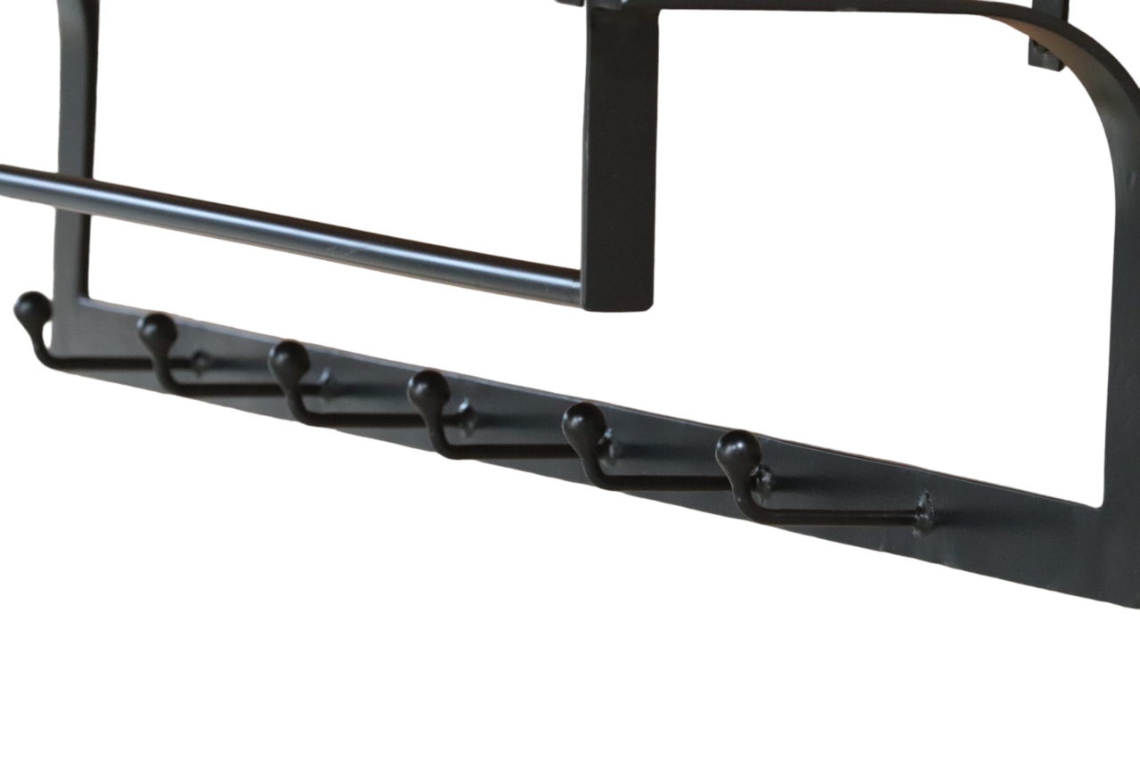 Porte-manteau Dexter étagère murale 100cm avec 6 crochets porte-manteau mural marron décoration murale en bois de manguier Porte-manteau Dexter étagère murale 100cm avec 6 crochets porte-manteau mural marron décoration murale en bois de manguier