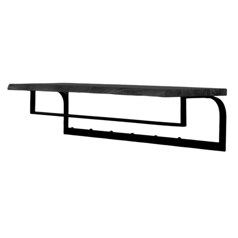 Lizzely Garden & Living Porte-manteau Dexter étagère murale 100cm avec 6 crochets porte-manteau mural noir décoration murale en bois de manguier