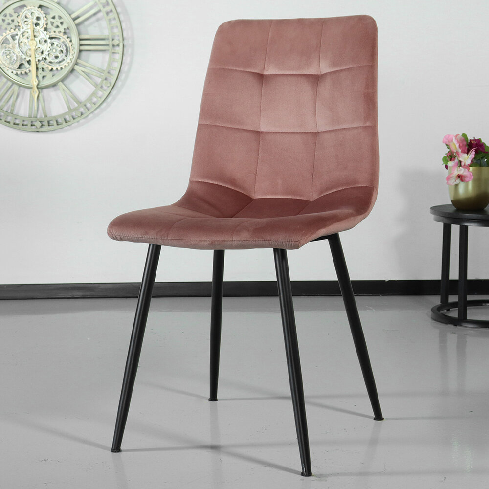 Chaise de salle à manger Catoo velours rose