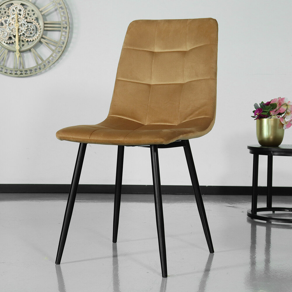 Chaise de salle à manger Catoo velours marron/or Chaise de salle à manger Catoo velours marron/or