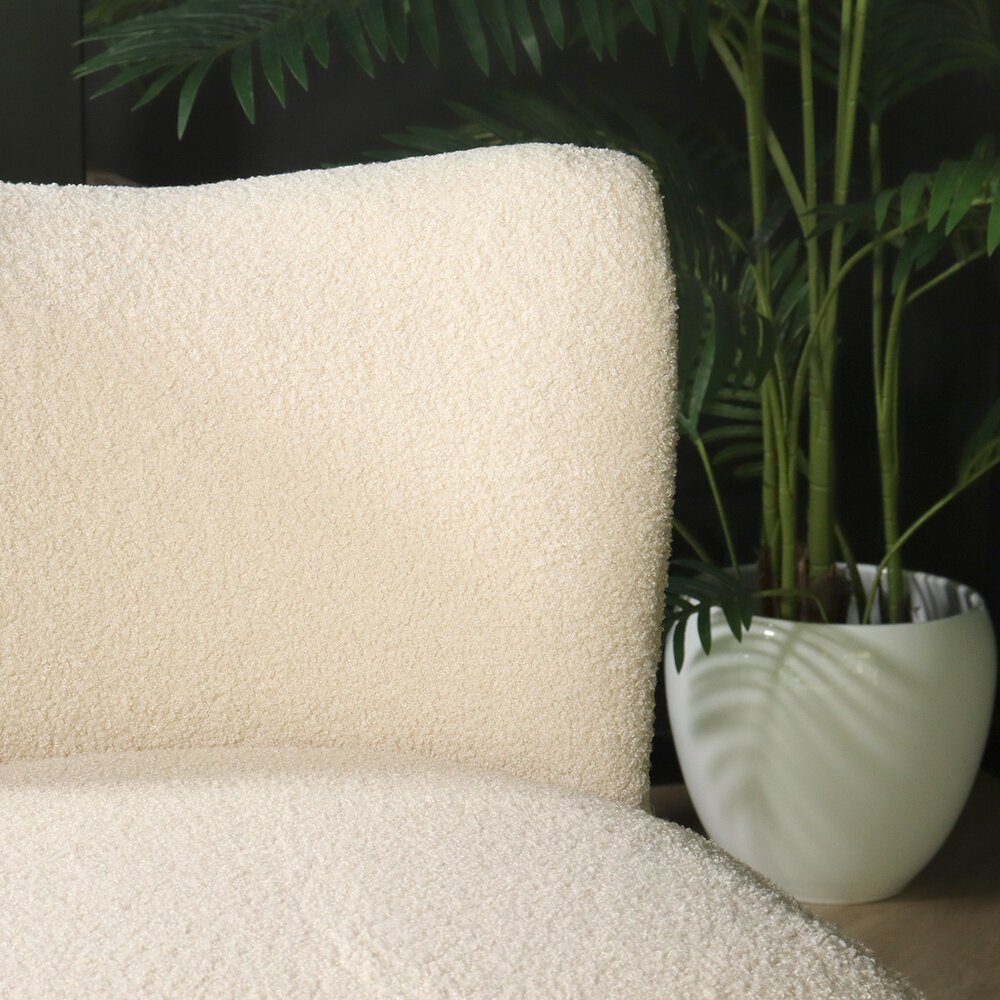 Canapé-fauteuil 1 personne beige en tissu teddy