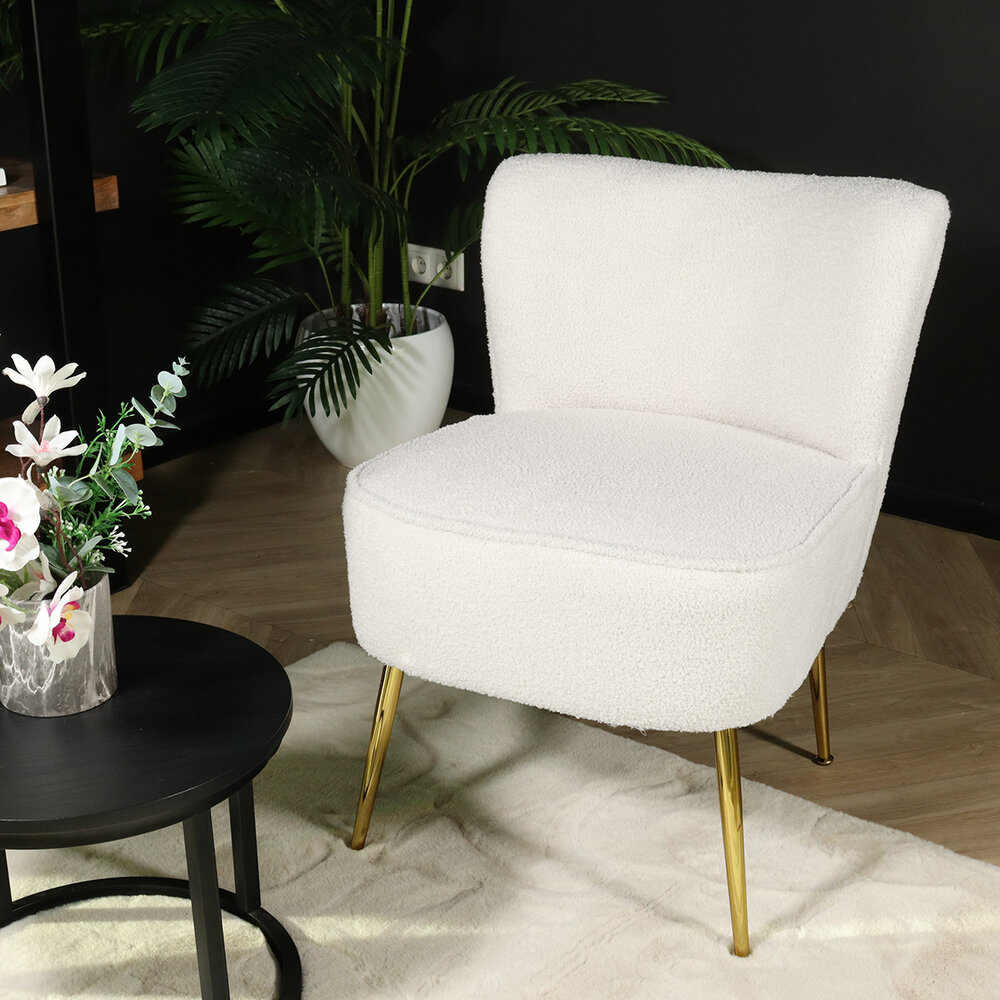 Canapé-fauteuil 1 personne blanc en tissu teddy Canapé-fauteuil 1 personne blanc en tissu teddy