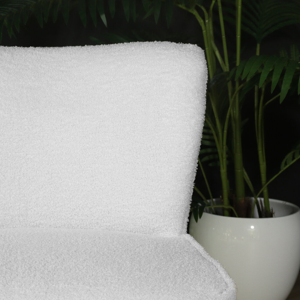 Canapé-fauteuil 1 personne blanc en tissu teddy Canapé-fauteuil 1 personne blanc en tissu teddy