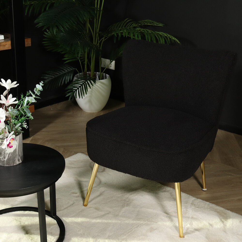 Canapé-fauteuil 1 personne noir en tissu teddy Canapé-fauteuil 1 personne noir en tissu teddy