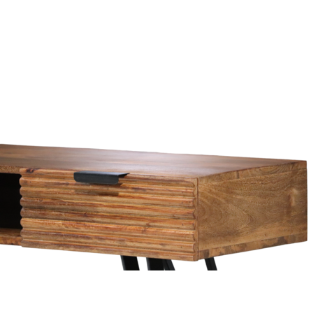 Lizzely Garden & Living Coiffeuse Samira en bois de manguier massif 2 tiroirs 120cm table de maquillage