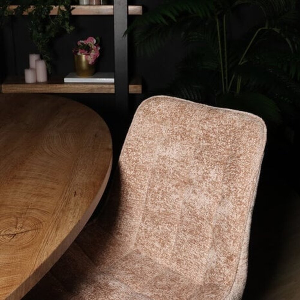 Chaise de salle à manger De Vince en velours chenillé taupe