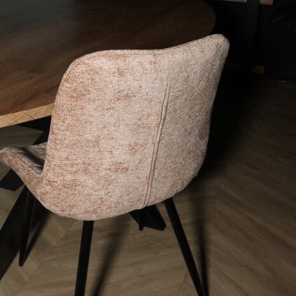 Chaise de salle à manger De Vince en velours chenillé taupe