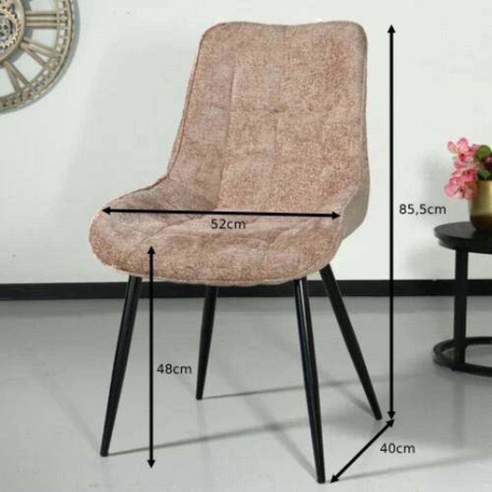 Chaise de salle à manger De Vince en velours chenillé taupe