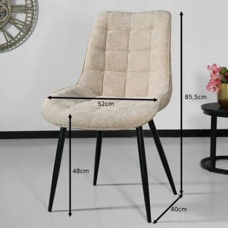 Lizzely Garden & Living Chaise de salle à manger De Vince en velours chenillé beige Lizzely Garden & Living Chaise de salle à manger De Vince en velours chenillé beige