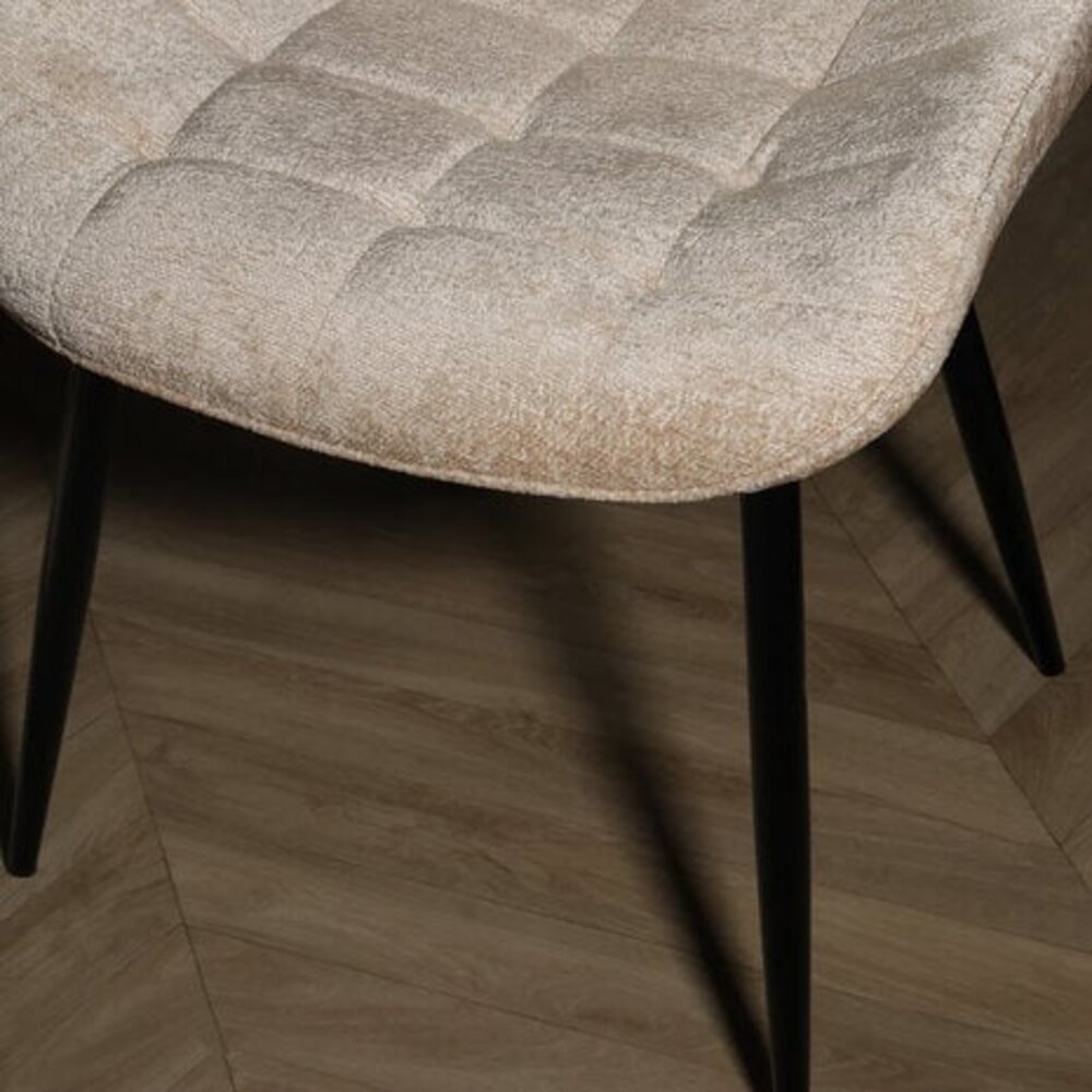 Chaise de salle à manger De Vince en velours chenillé beige Chaise de salle à manger De Vince en velours chenillé beige