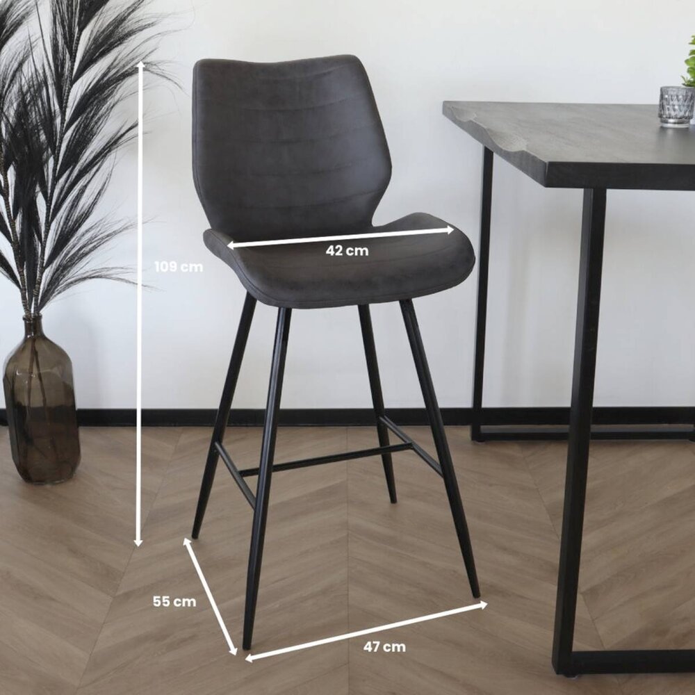 Tabouret de bar Corinne style industriel anthracite