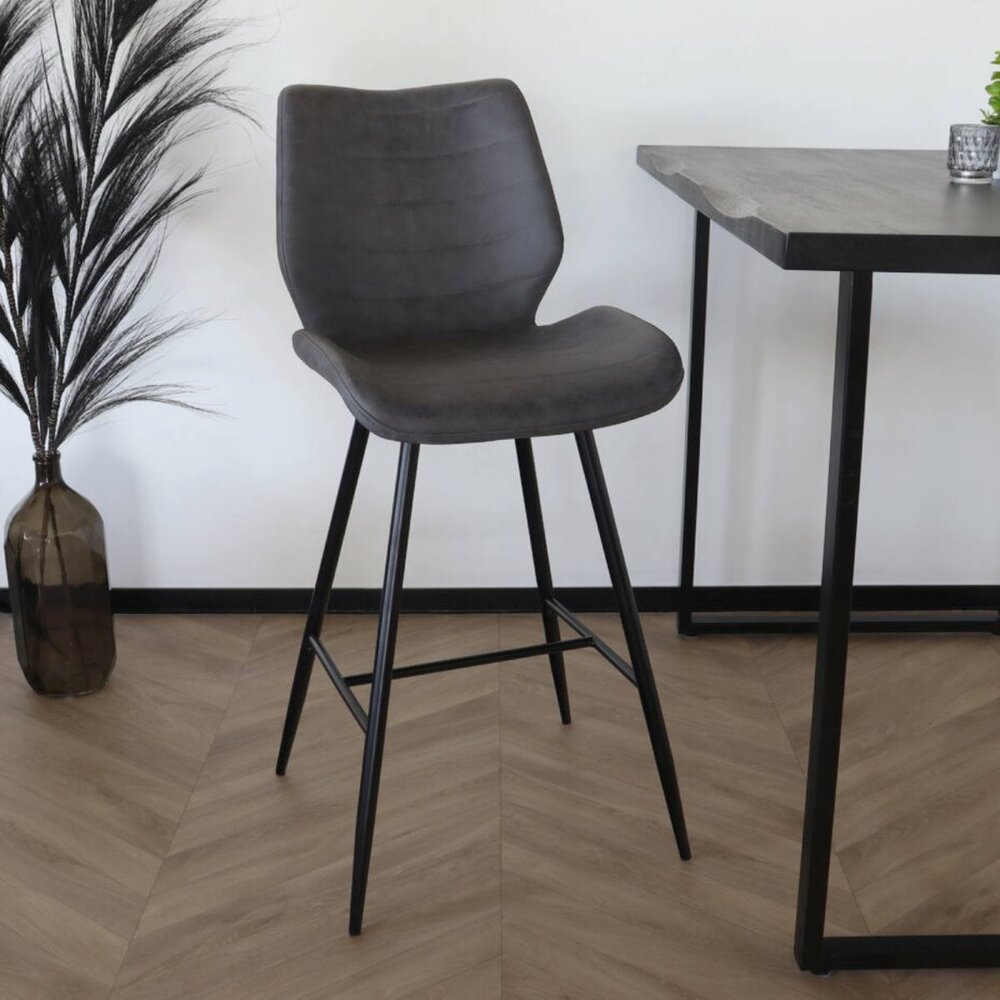 Tabouret de bar Corinne style industriel anthracite