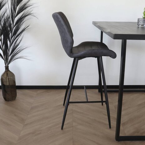 Lizzely Garden & Living Tabouret de bar Corinne style industriel anthracite
