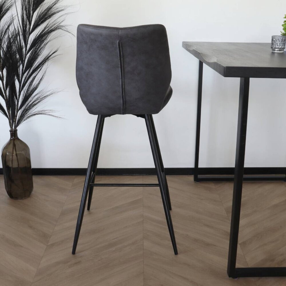 Tabouret de bar Corinne style industriel anthracite