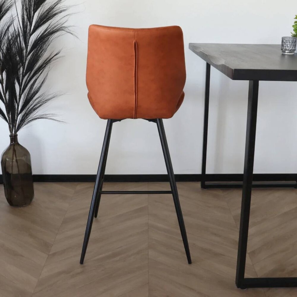 Tabouret de bar Corinne style industriel cognac