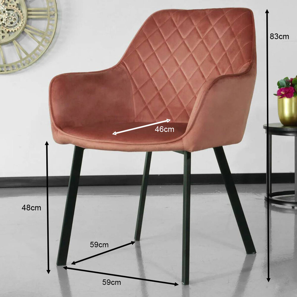 Chaise de salle à manger Yurgan velours rose avec accoudoirs Chaise de salle à manger Yurgan velours rose avec accoudoirs