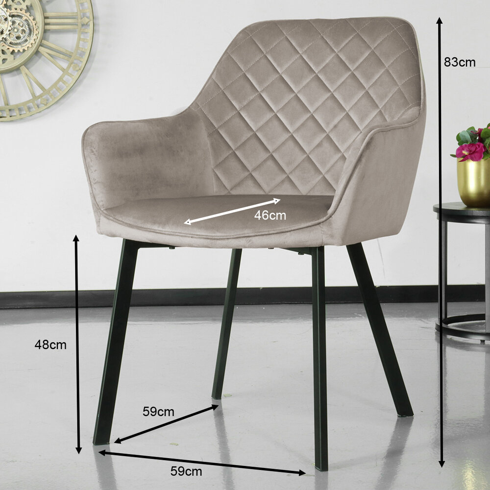 Chaise de salle à manger Yurgan marron clair velours avec accoudoirs Chaise de salle à manger Yurgan marron clair velours avec accoudoirs