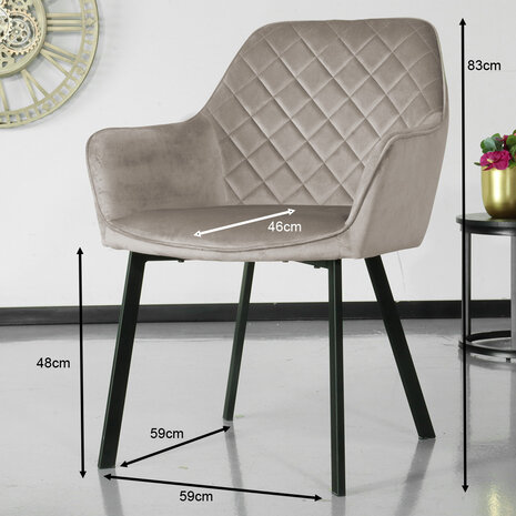 Lizzely Garden & Living Chaise de salle à manger Yurgan marron clair velours avec accoudoirs Lizzely Garden & Living Chaise de salle à manger Yurgan marron clair velours avec accoudoirs