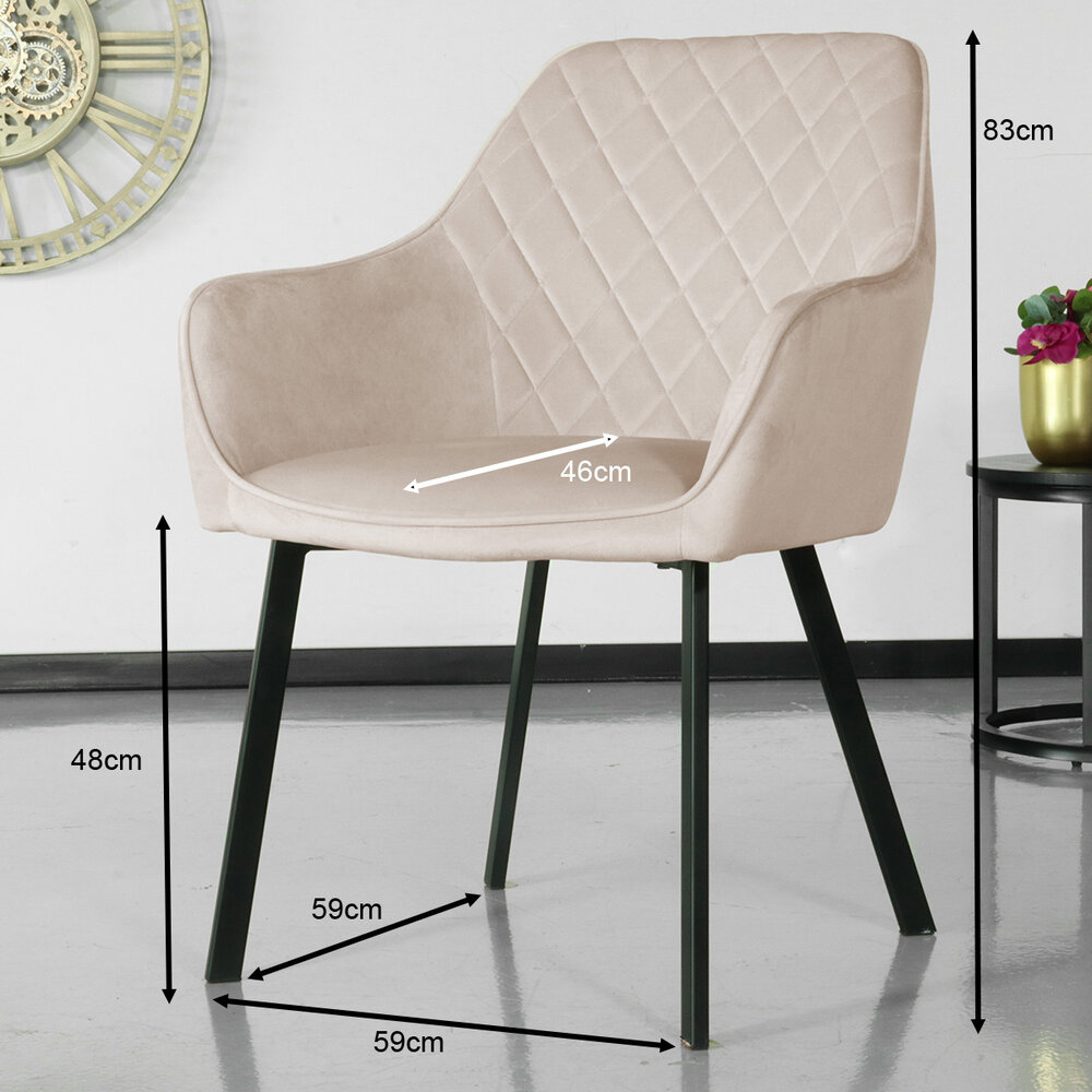 Chaise de salle à manger avec accoudoirs Yurgan sable velours