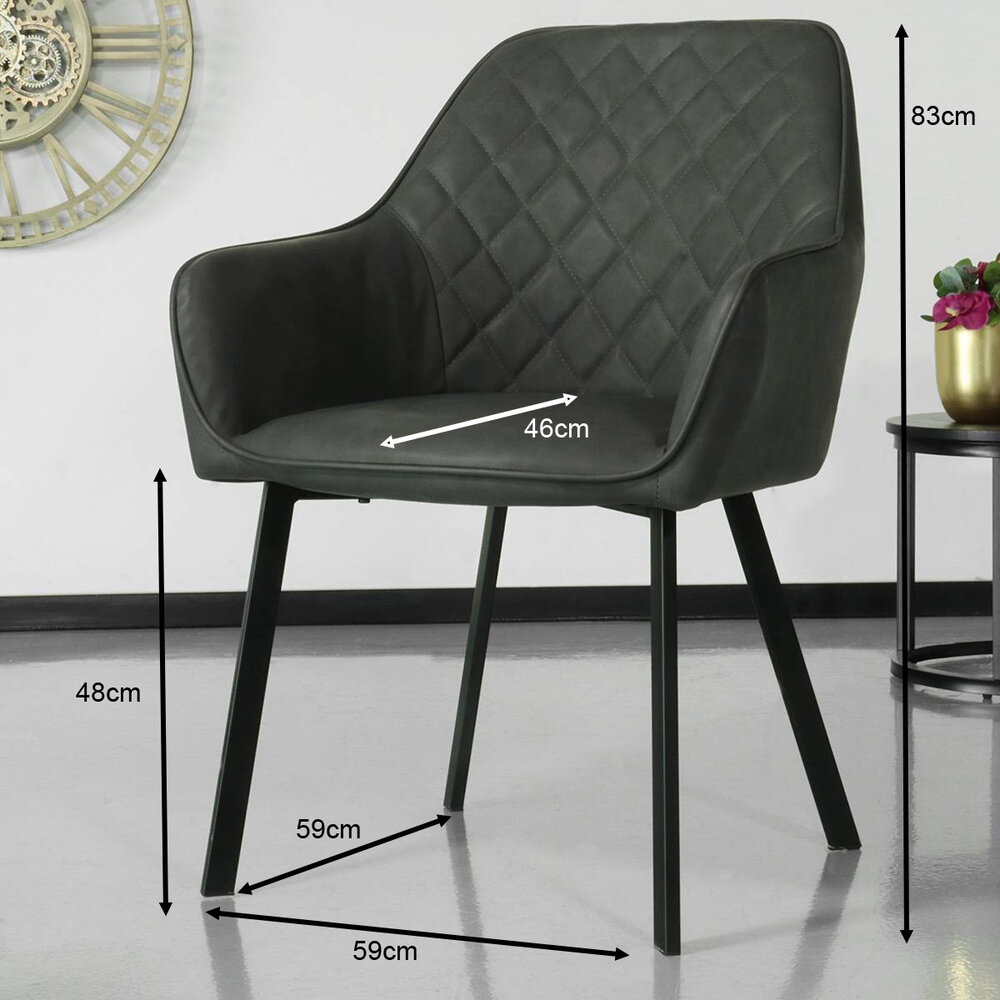 Chaise de salle à manger avec accoudoirs Yurgan anthracite