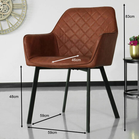 Lizzely Garden & Living Chaise de salle à manger avec accoudoirs Yurgan cognac Lizzely Garden & Living Chaise de salle à manger avec accoudoirs Yurgan cognac