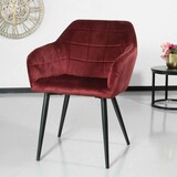 Lizzely Garden & Living Chaise de salle à manger Barbara rouge velours avec accoudoirs