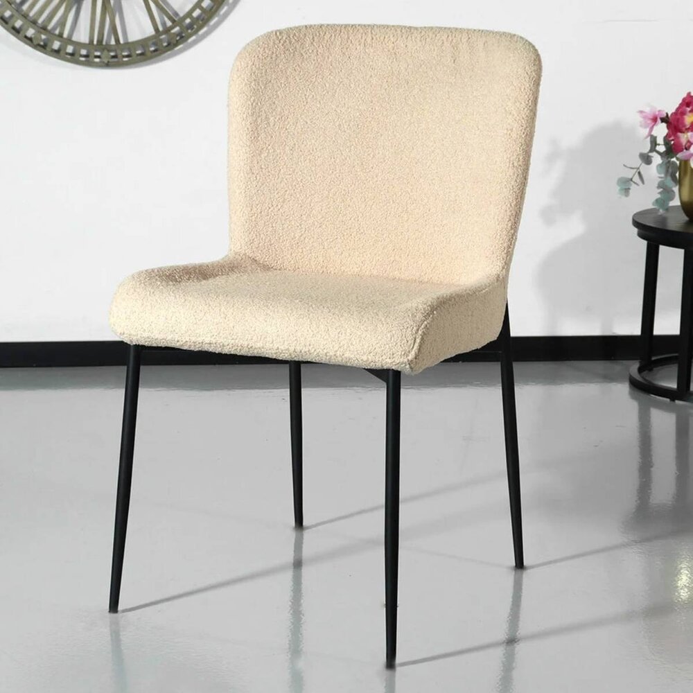 Chaise de salle à manger Maxime beige en tissu teddy