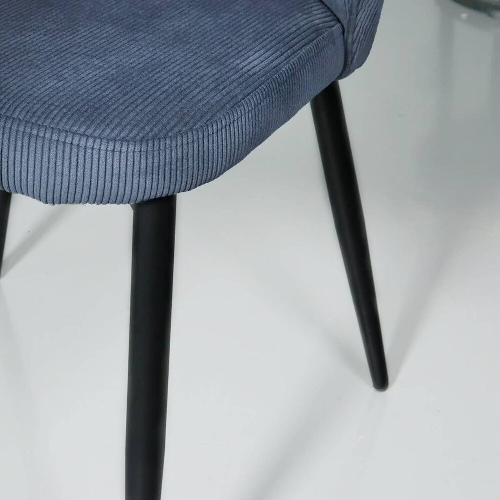 Chaise de salle à manger Coco en velours côtelé bleu foncé