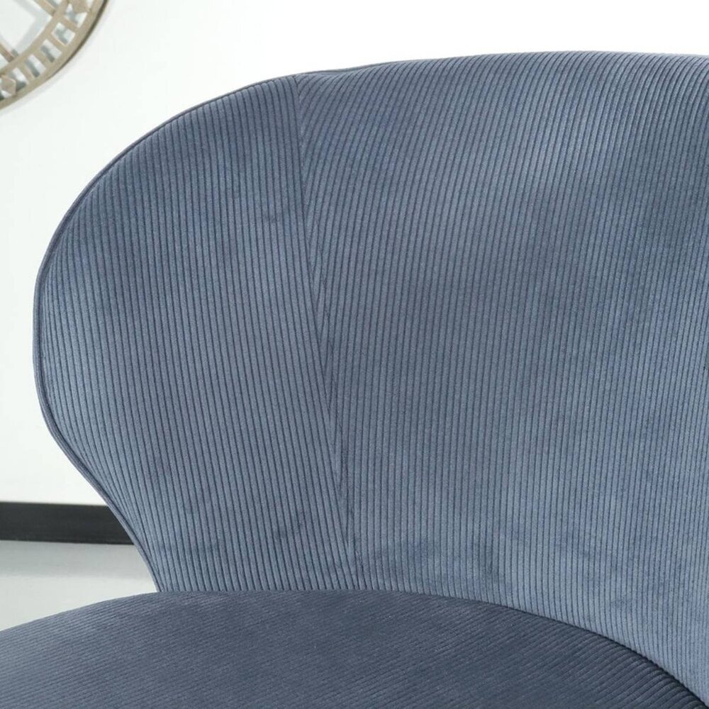 Chaise de salle à manger Coco en velours côtelé bleu foncé