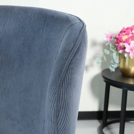 Lizzely Garden & Living Chaise de salle à manger Coco en velours côtelé bleu foncé