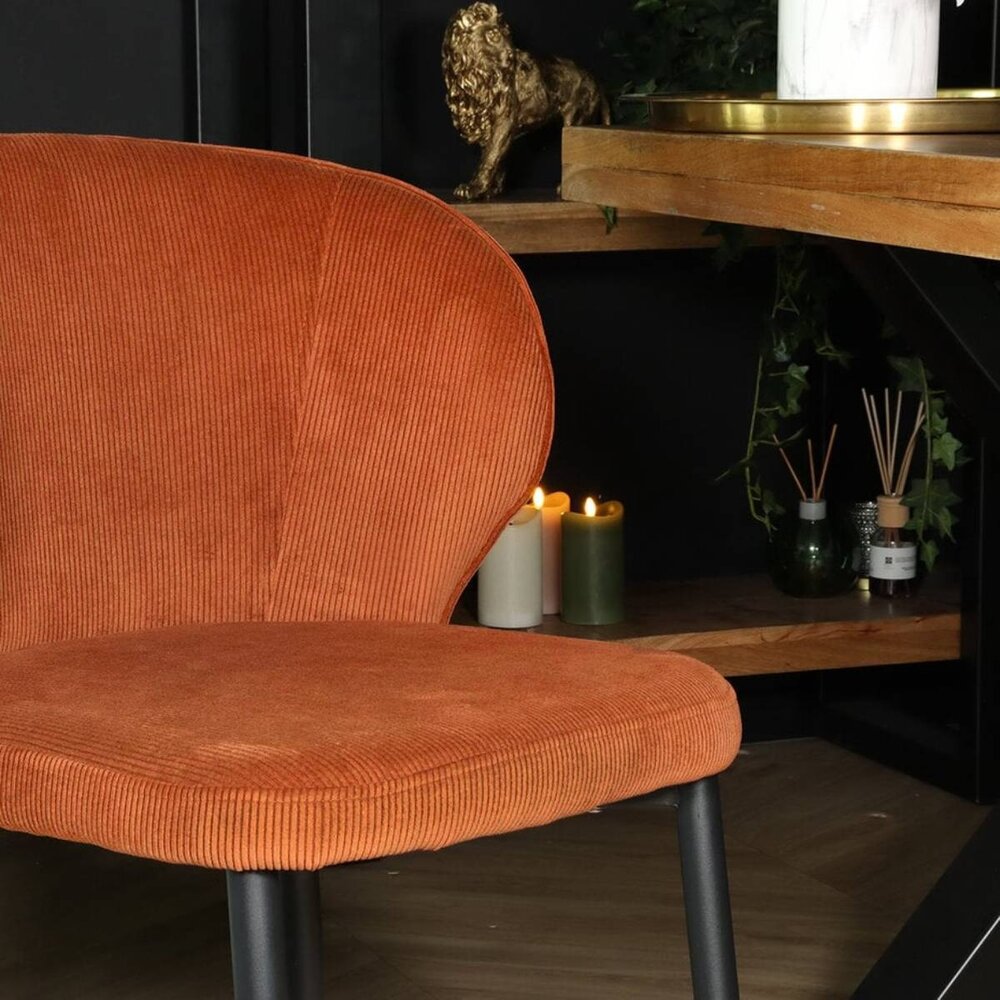 Chaise de salle à manger Coco en velours côtelé marron