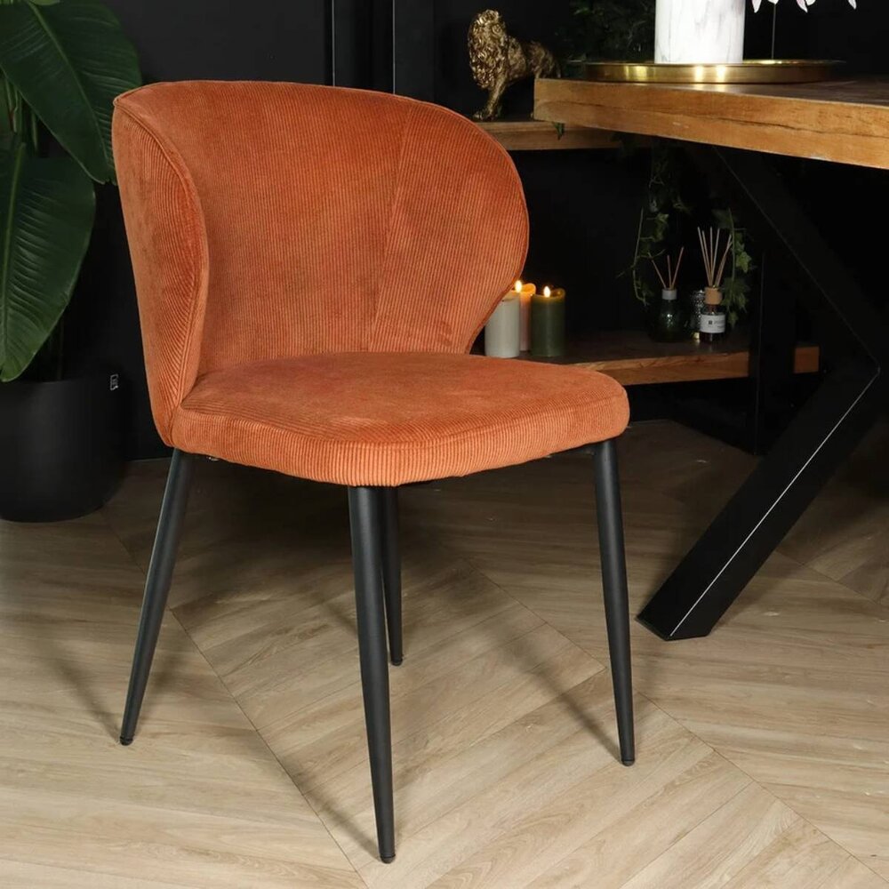 Chaise de salle à manger Coco en velours côtelé marron