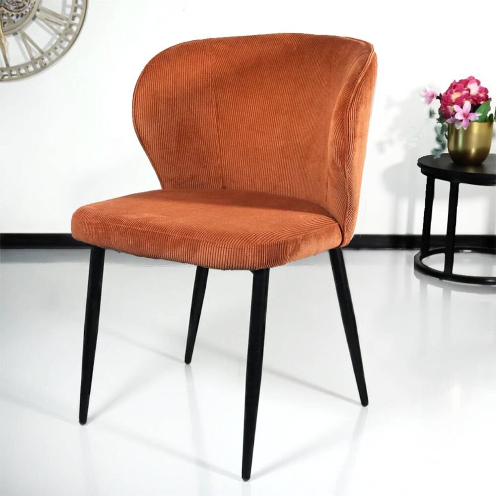 Chaise de salle à manger Coco en velours côtelé marron