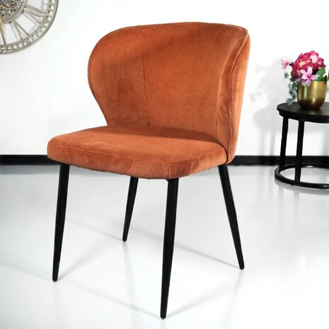 Lizzely Garden & Living Chaise de salle à manger Coco en velours côtelé marron