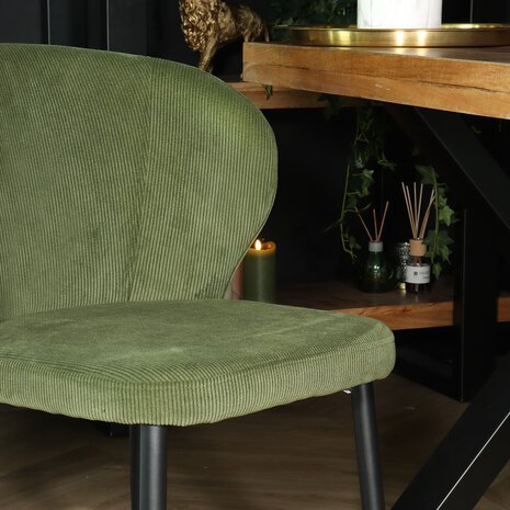 Lizzely Garden & Living Chaise de salle à manger Coco en velours côtelé vert foncé Lizzely Garden & Living Chaise de salle à manger Coco en velours côtelé vert foncé