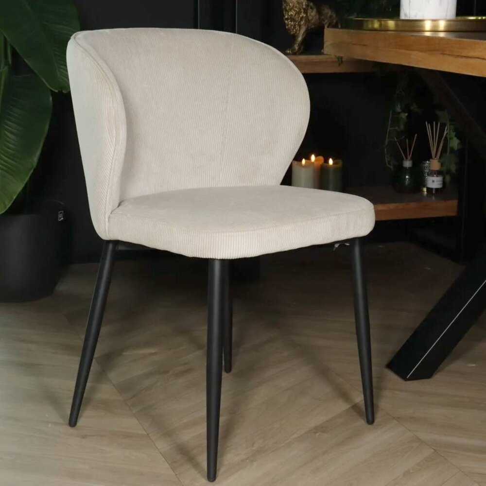 Chaise de salle à manger Coco en velours côtelé sable Chaise de salle à manger Coco en velours côtelé sable