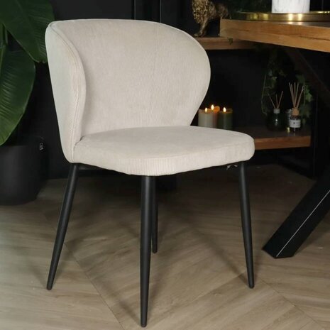 Lizzely Garden & Living Chaise de salle à manger Coco en velours côtelé sable Lizzely Garden & Living Chaise de salle à manger Coco en velours côtelé sable