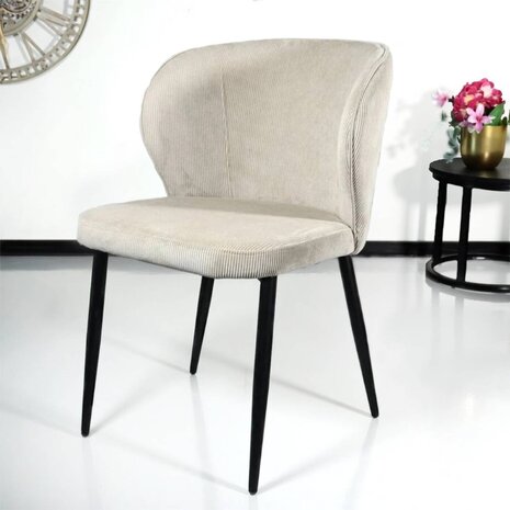 Lizzely Garden & Living Chaise de salle à manger Coco en velours côtelé sable Lizzely Garden & Living Chaise de salle à manger Coco en velours côtelé sable