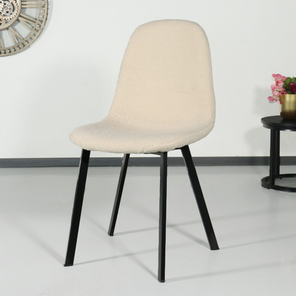 Chaise de salle à manger Simpy teddy bouclé sable