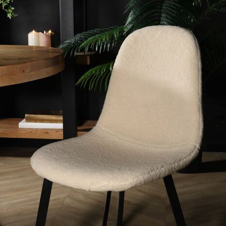 Lizzely Garden & Living Chaise de salle à manger Simpy teddy bouclé sable