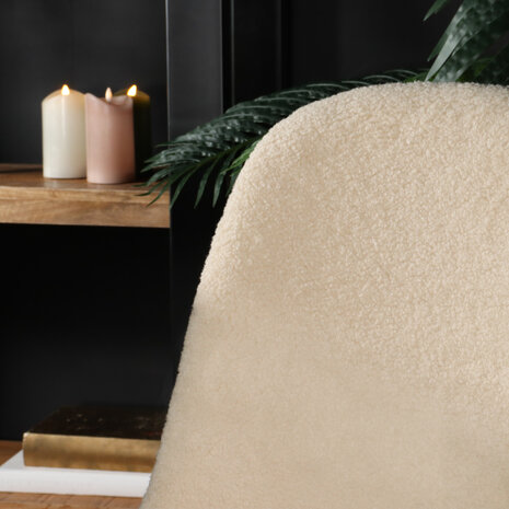 Lizzely Garden & Living Chaise de salle à manger Simpy teddy bouclé sable