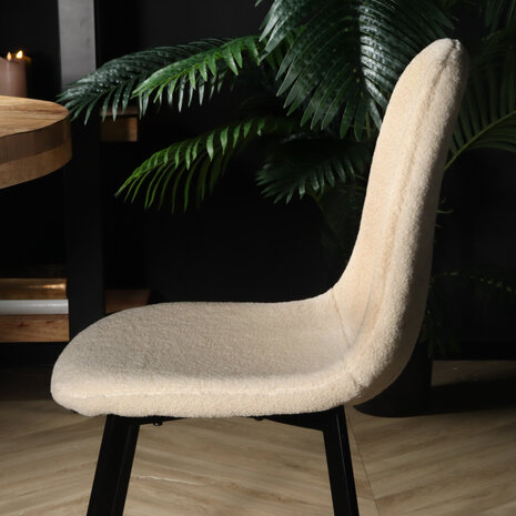 Lizzely Garden & Living Chaise de salle à manger Simpy teddy bouclé sable